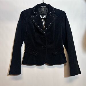 Sold.  Bisou Bisou Black Blazer with Elegant Beaded Detailing